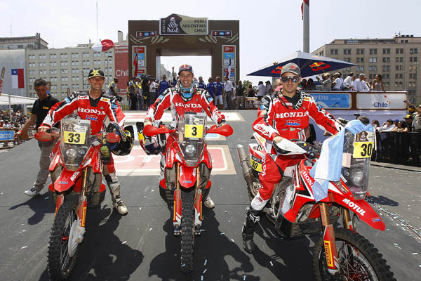 Final podium picture for Team HRC riders in Santiago