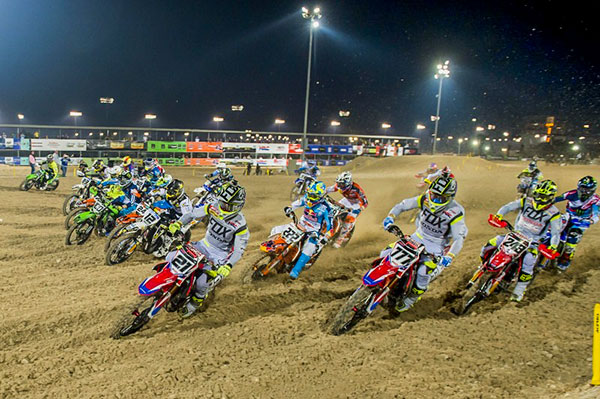 Evgeny Bobryshev on the podium in MXGP season-opener